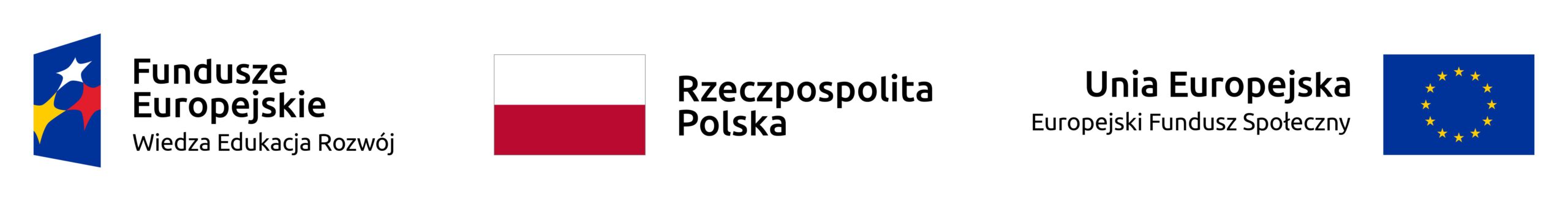 Logotypy i flagi Polski, Unii Europejskiej oraz Funduszy Europejskich