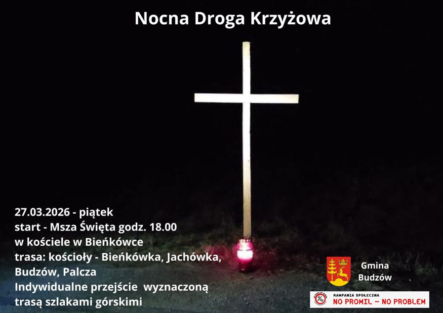 Nocna Droga Krzyżowa w Gminie Budzów – 27 marca 2026