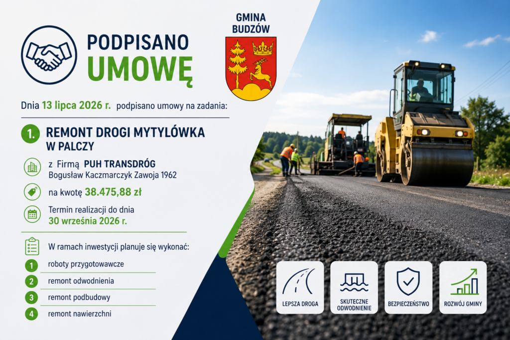 Miniatura przedstawiająca podpisanie umowy na remont drogi Mytylówka w Palczy