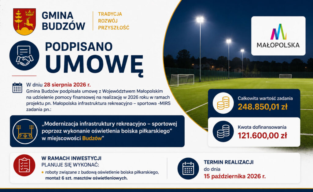 tablica informacyjna o podpisaniu umowy